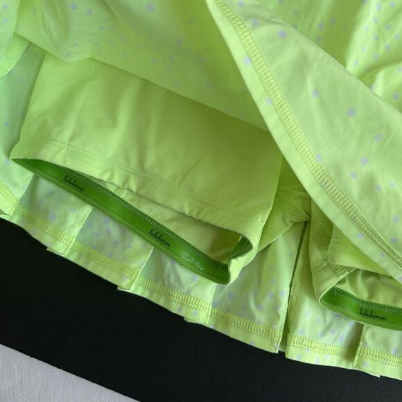 Lululemon Pace Setter Skirt Sz 2 Neon Petit/Polka Dot Ruffle Tennis Skort - Picture 5 of 6